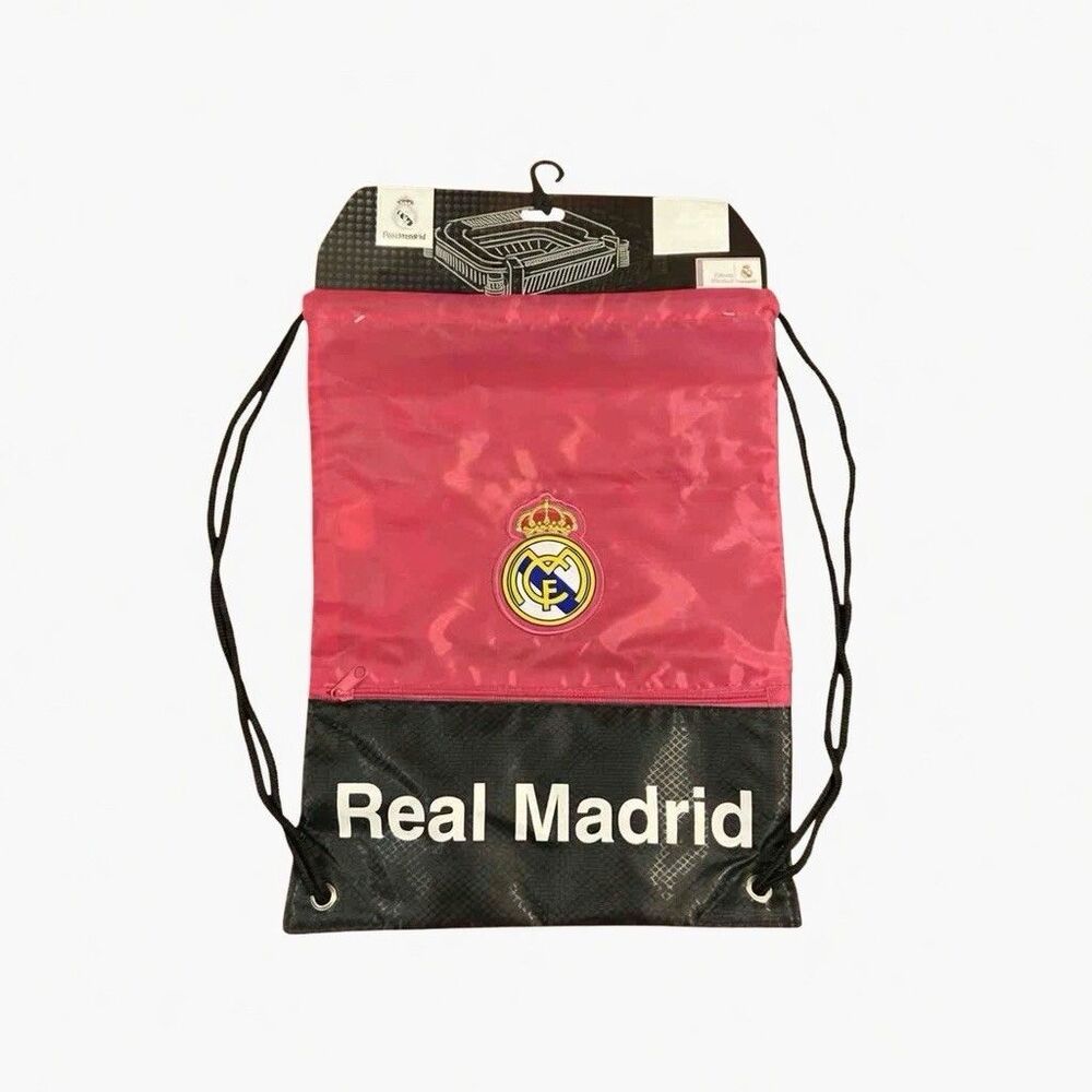 Real Madrid FC Football Pink Drawstring Cinch Bag Backpack Gym Sack Pack